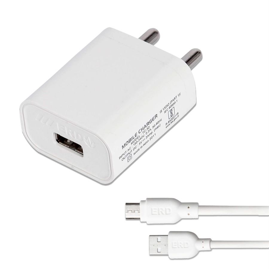 Buy ERD 5V 2 Amp Fast Charge USB Wall Charger with 1 Meter Long Micro USB Cable Certified at Best Prices in - Recharge1